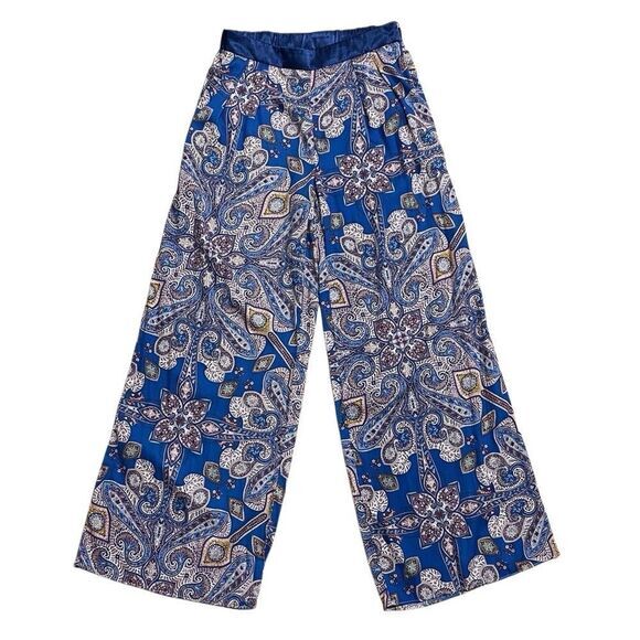 Elevenses Anthropologie Blue Paisley Wide-Leg‎ Palazzo Pants Size XS - Picture 14 of 15